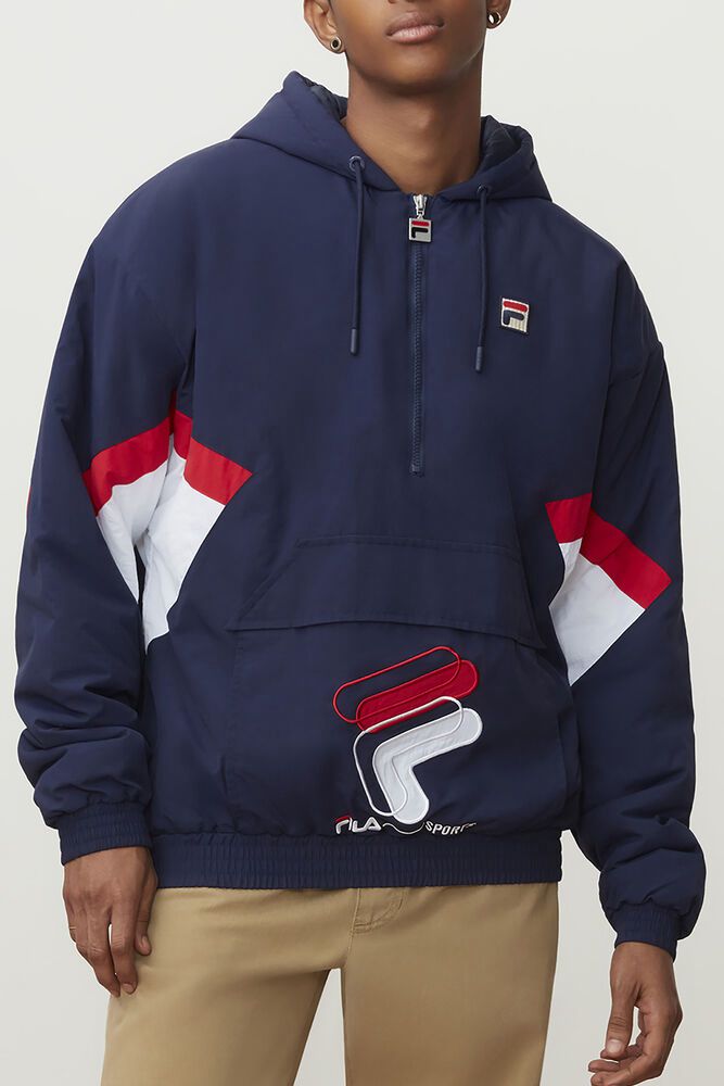 Fila Jacket Mens Navy - Resso 1/4 Zip - Philippines 1407256-FX